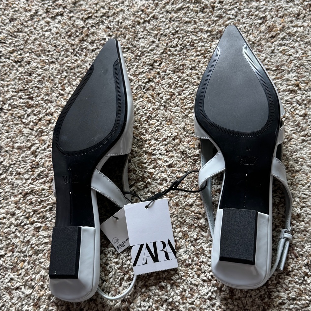 Zara Women's Gray Slingback Flats - Picture 6 of 9